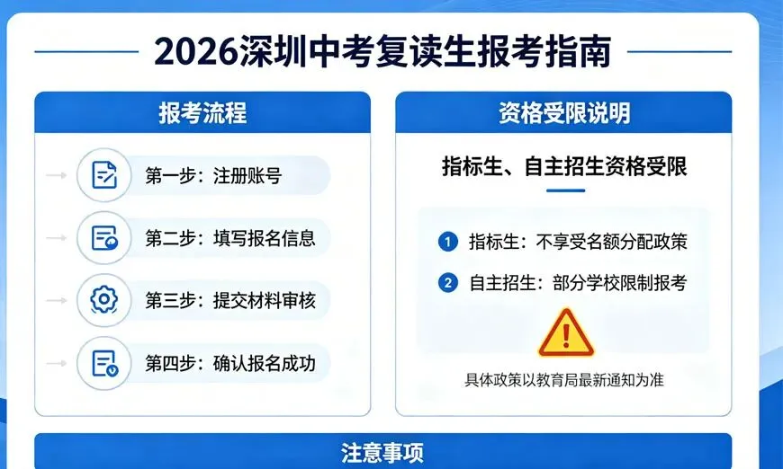 2026深圳中考复读生怎么报?指标生、自主招生资格受限说明 第1张