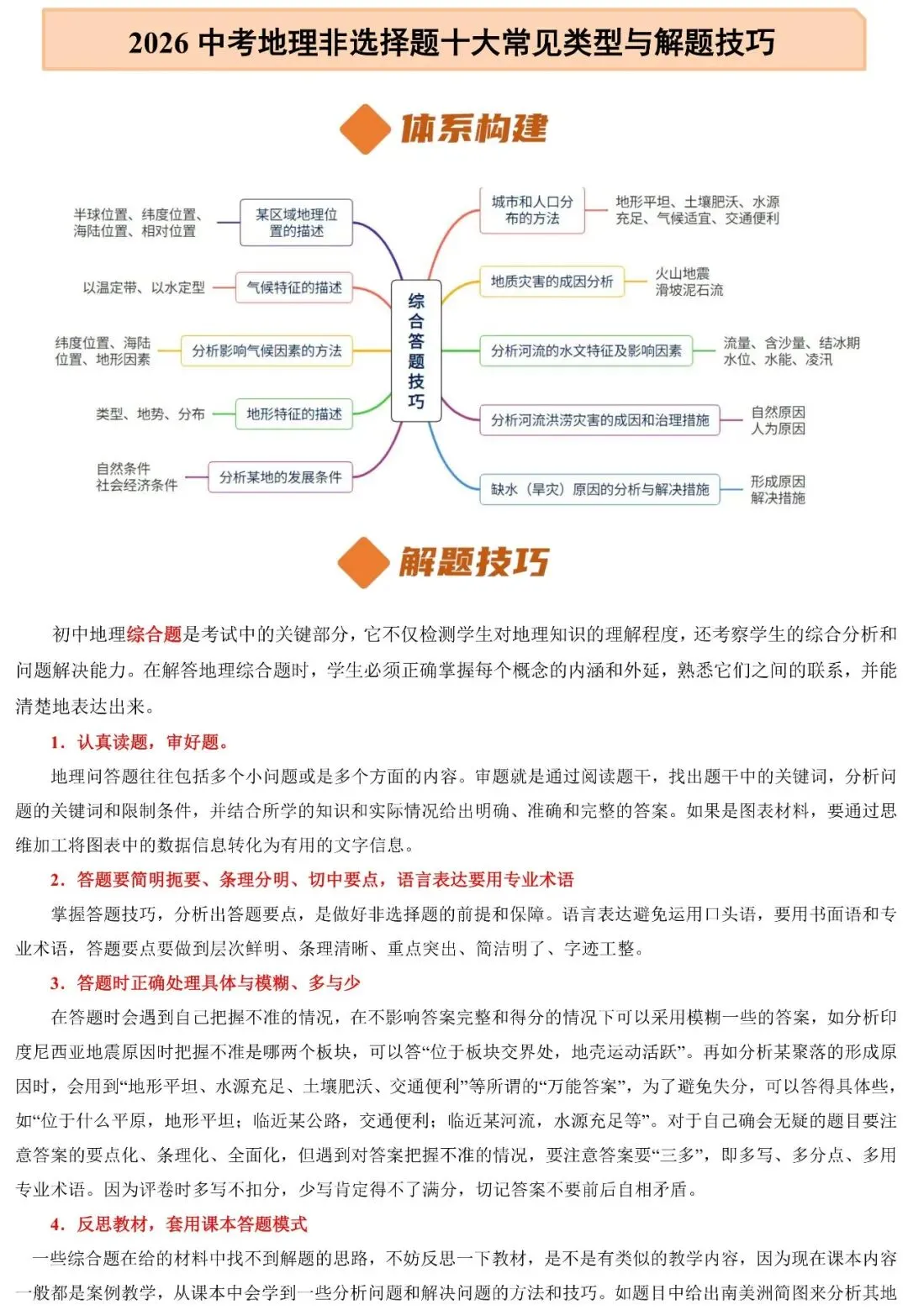 2026中考地理非选择题十大常见类型与解题技巧 第2张