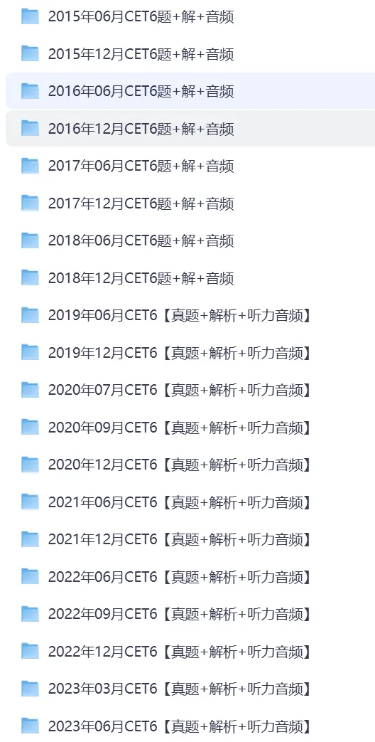 【英语六级历年真题】2015-2025年12月历年真题及答案解析听力音频PDF电子版 第1张