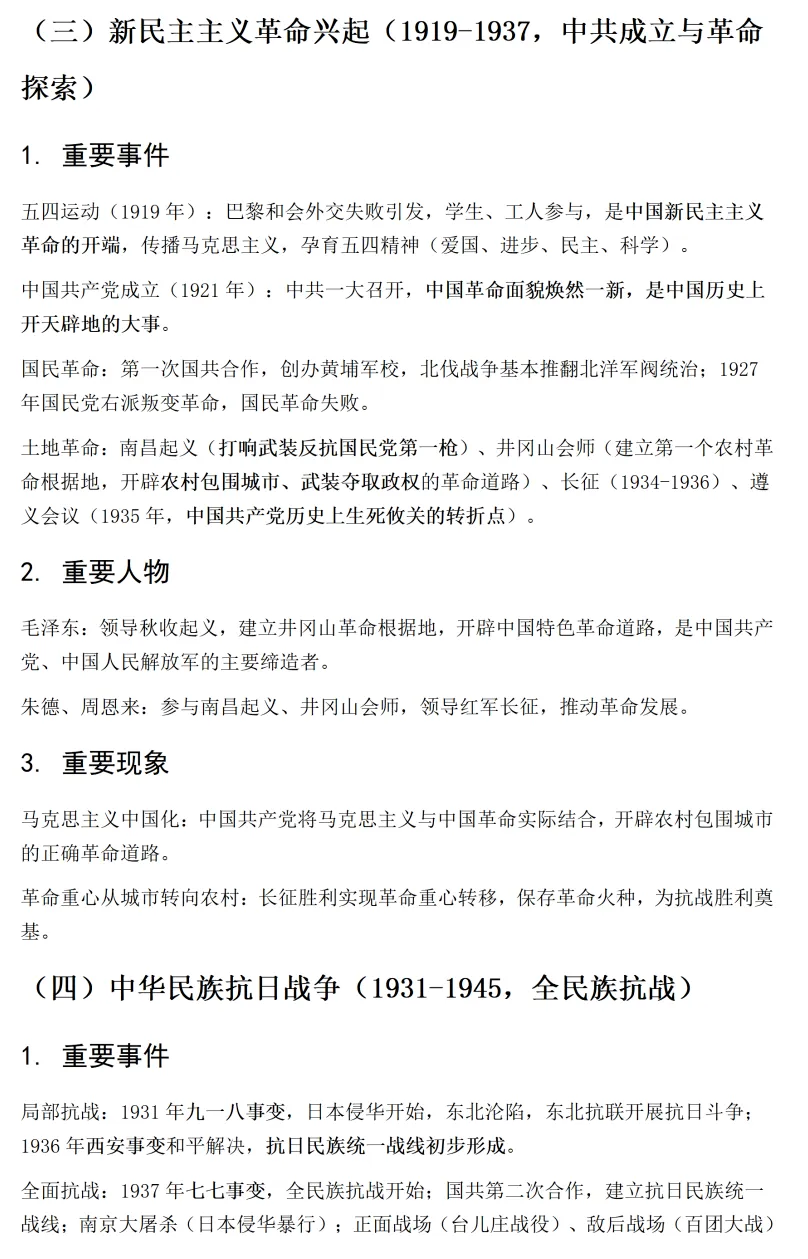 中考历史专题:中国近代史、现代史知识快速梳理 第4张