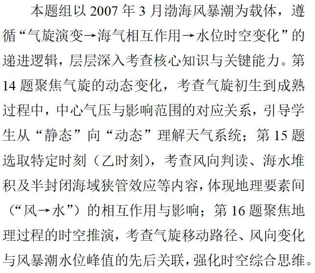 沃土深耕·真题再研|某年3月气旋移动引发的渤海区域水位变化 第7张