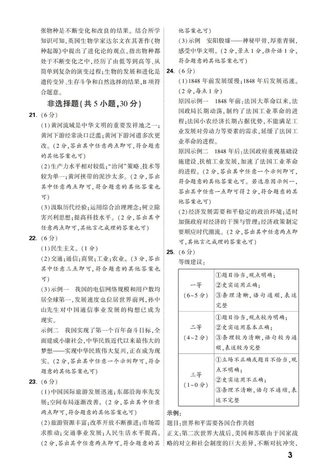 【中考真题】2021-2025年河南中考历史真题(含答案,可下载) 第38张