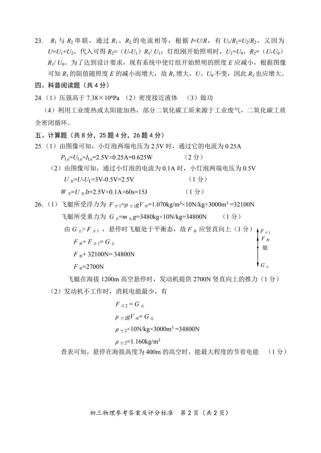 【中考物理】26年通州一模及11/12/15/25/26解析 第12张