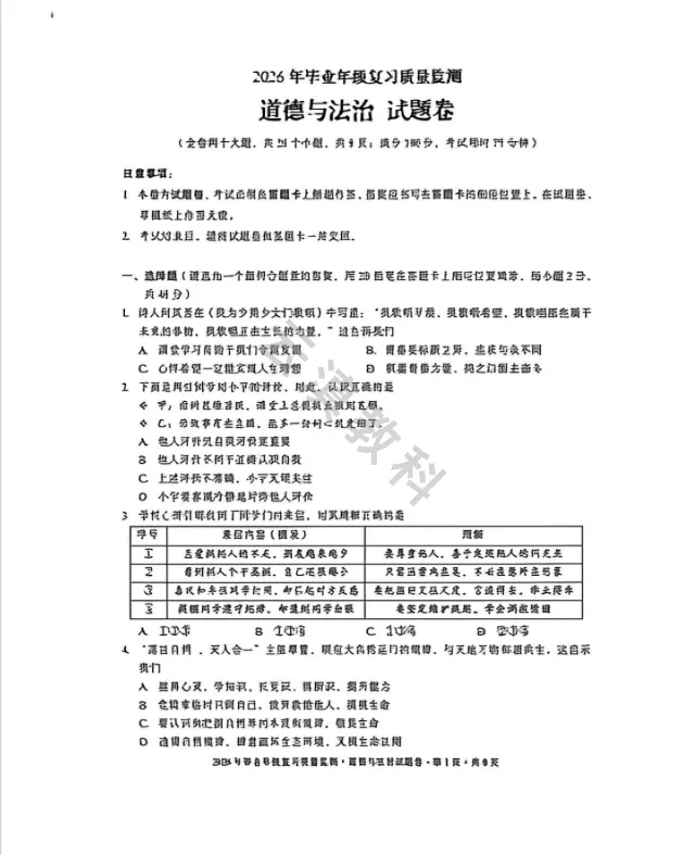 2026年盘龙区初中二模试卷(全) 第50张