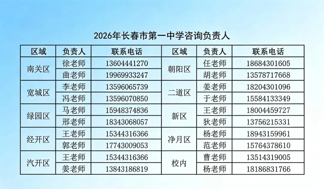 【中考家长必存】2026长春热门高中招生咨询电话/微信最全汇总(附自主招生&特长生联系方式) 第31张 【中考家长必存】2026长春热门高中招生咨询电话/微信最全汇总(附自主招生&特长生联系方式) 第31张
