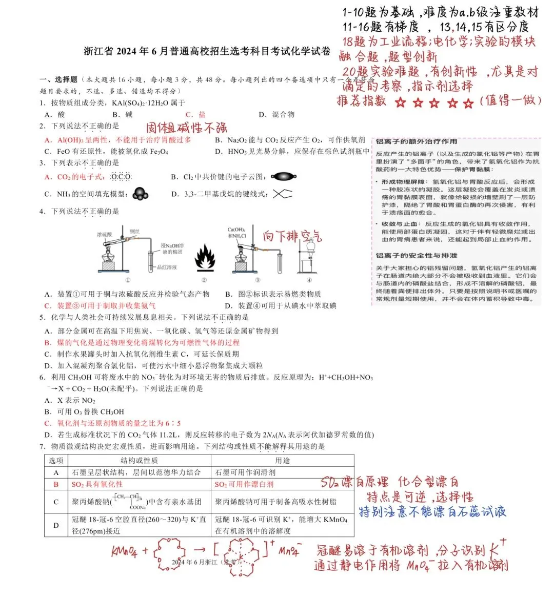 高考冲刺30天!浙江高考真题解析2024年6月 第1张