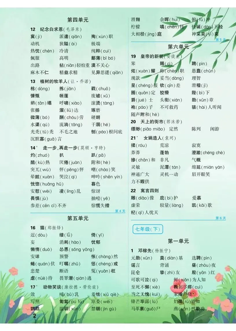 中考语文|2026 年中考语文7-9年级基础知识背记表,电子打印版! 第4张