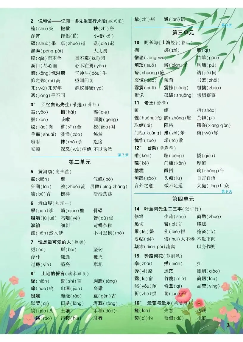 中考语文|2026 年中考语文7-9年级基础知识背记表,电子打印版! 第5张