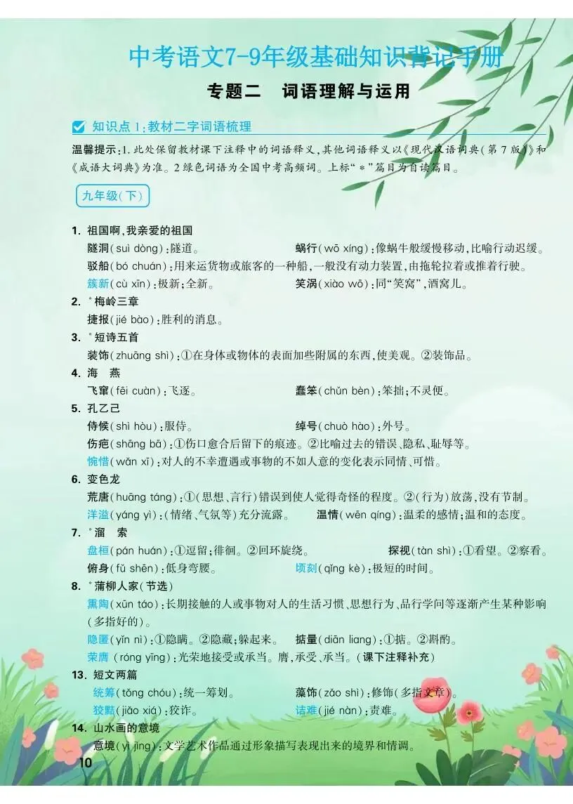 中考语文|2026 年中考语文7-9年级基础知识背记表,电子打印版! 第7张