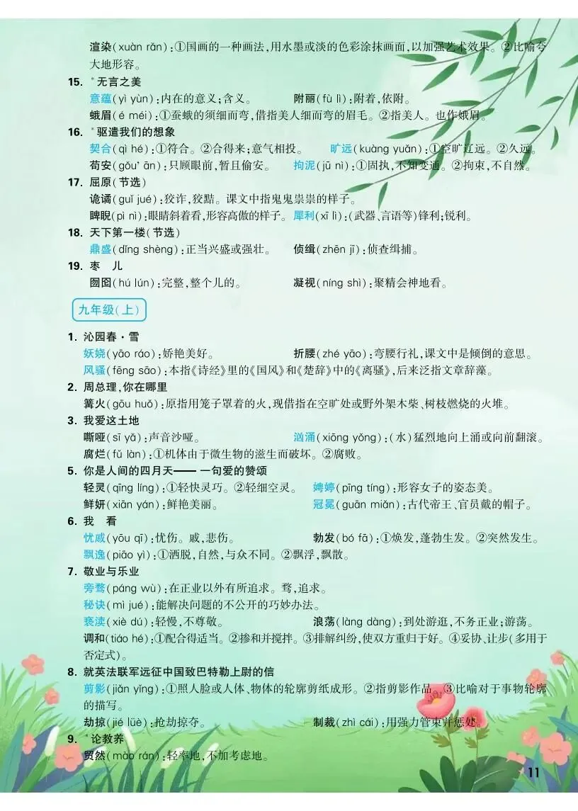 中考语文|2026 年中考语文7-9年级基础知识背记表,电子打印版! 第8张