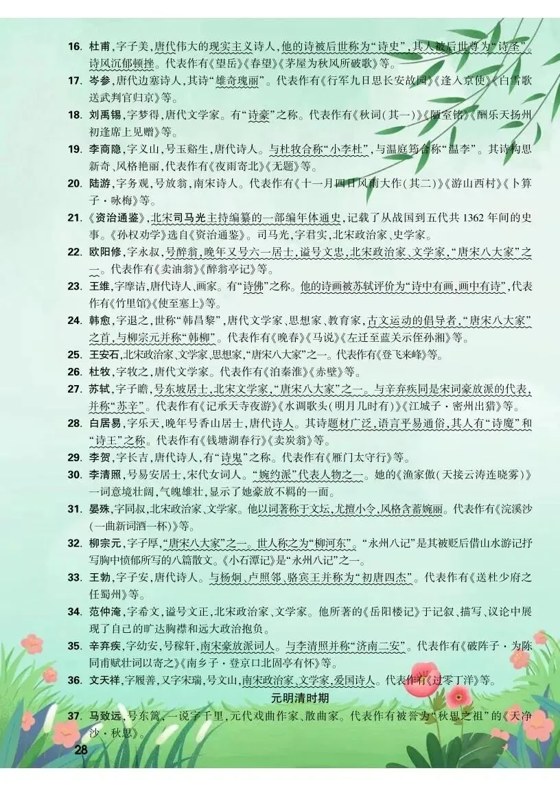 中考语文|2026 年中考语文7-9年级基础知识背记表,电子打印版! 第12张