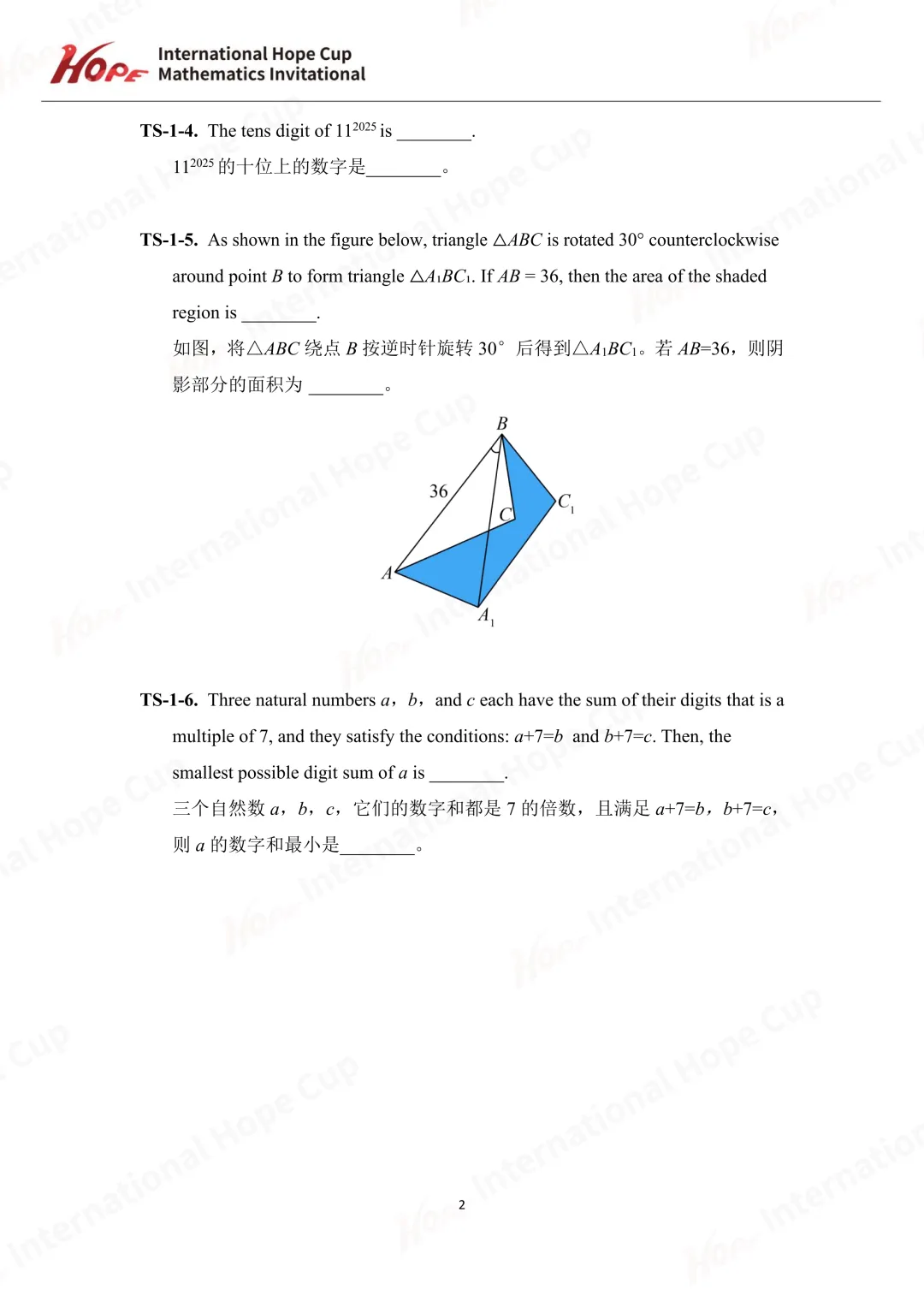 【杯赛真题】2025希望杯国际数学巅峰对决IHC8真题(多图预警!!!文末可直接下载电子版) 第5张