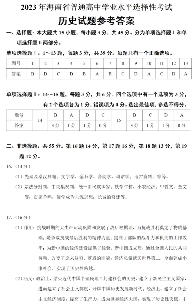 高考真题|2023年高考海南卷历史试题和答案 第8张