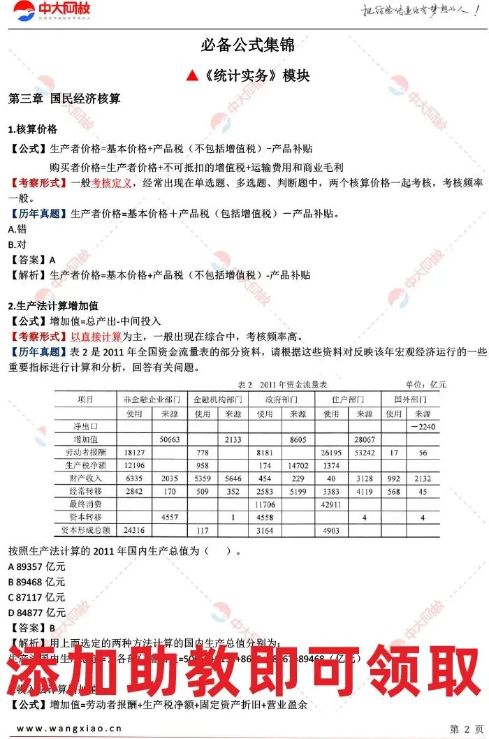 2026中级统计师考前冲刺!用真题反向记忆,1小时搞定核算模块 第3张