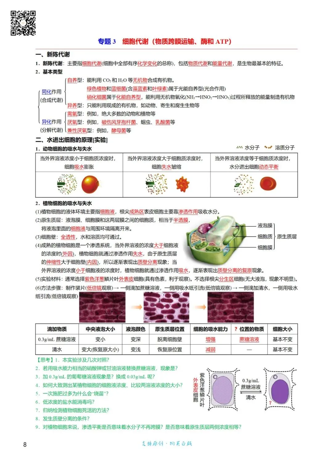 考前回归——高中生物基础知识+经典真题 第8张