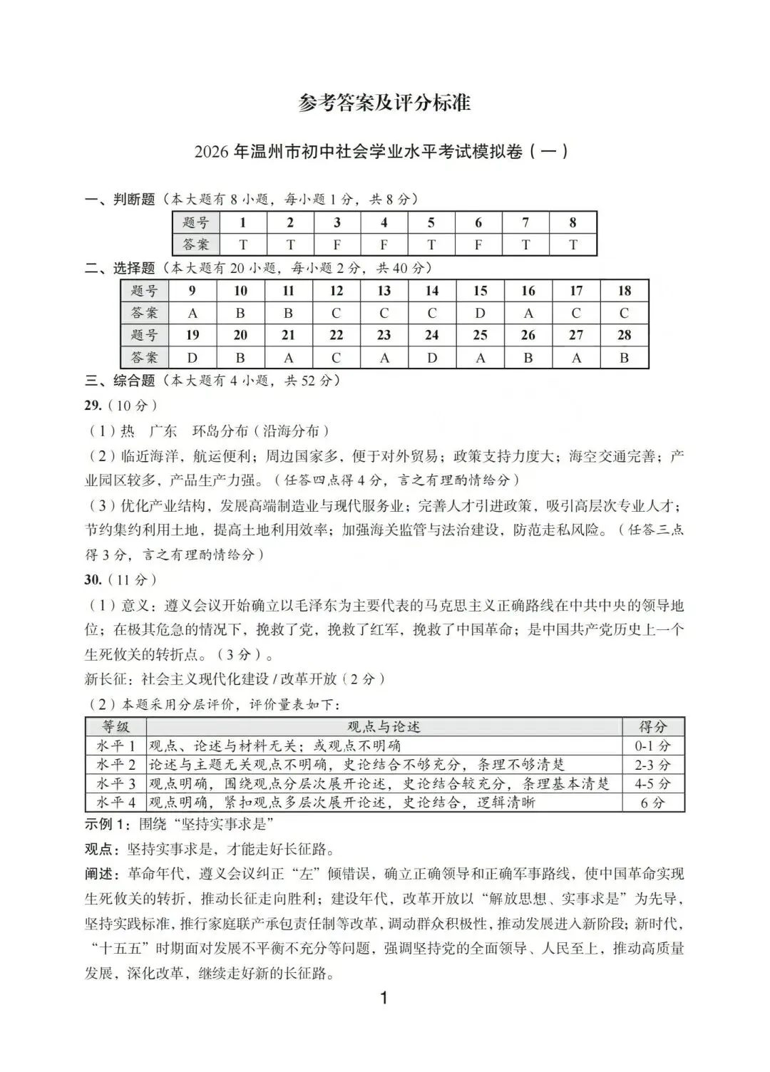 温州市初中学业水平考试模拟卷(一)「全科试题」 第56张