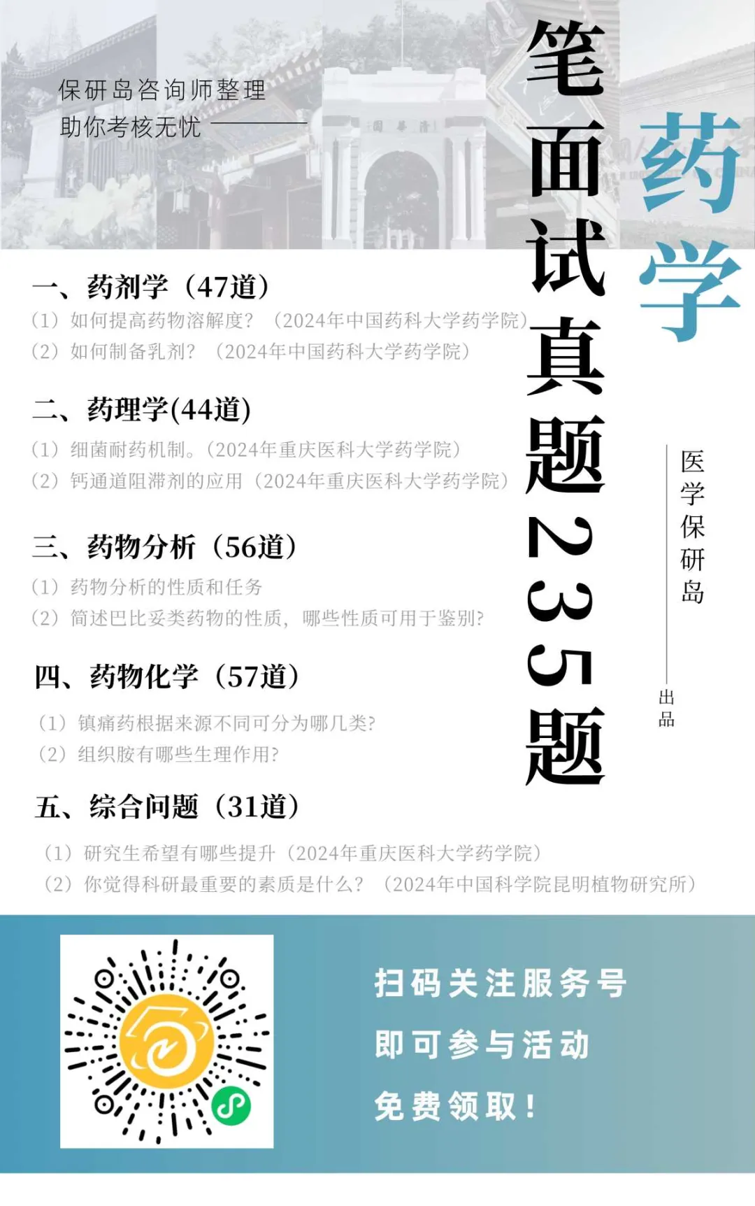 学科真题丨药学笔面试真题235题(部分题目附答题思路) 第4张
