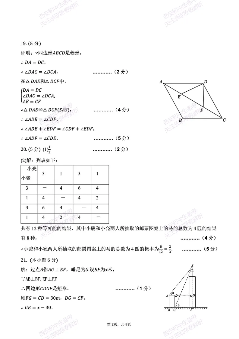 西安2026中考模拟:【西安高新三初】九年级五模考试【数学】含答案,免费下载 第15张 西安2026中考模拟:【西安高新三初】九年级五模考试【数学】含答案,免费下载 第15张