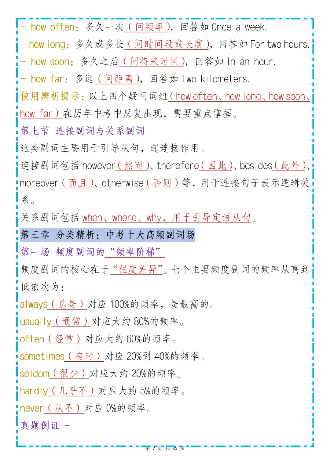 中考必背 |中考英语近几年高频副词考点盘点 第7张