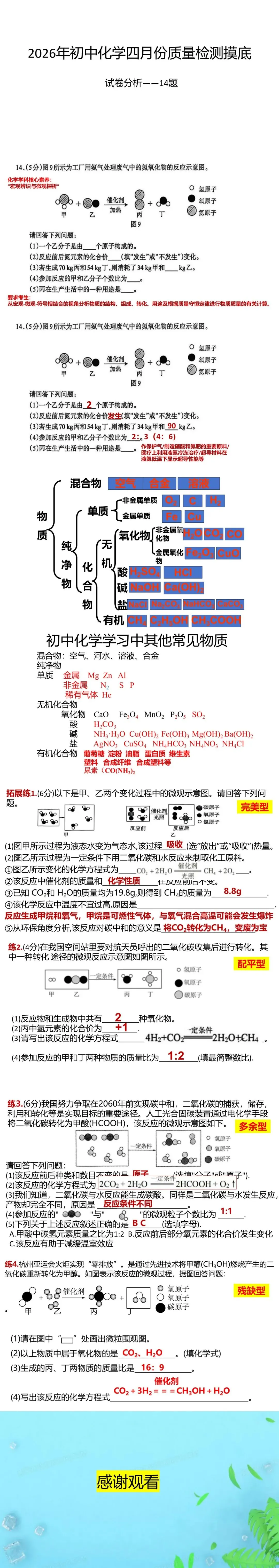 河北初中化学中考14题 第1张