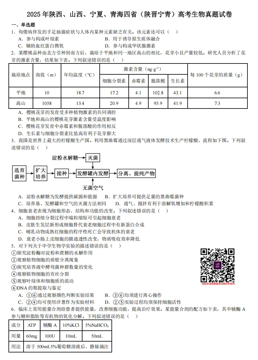 2025年山西高考真题语数英/物化生/史政地试题及答案含解析 第82张