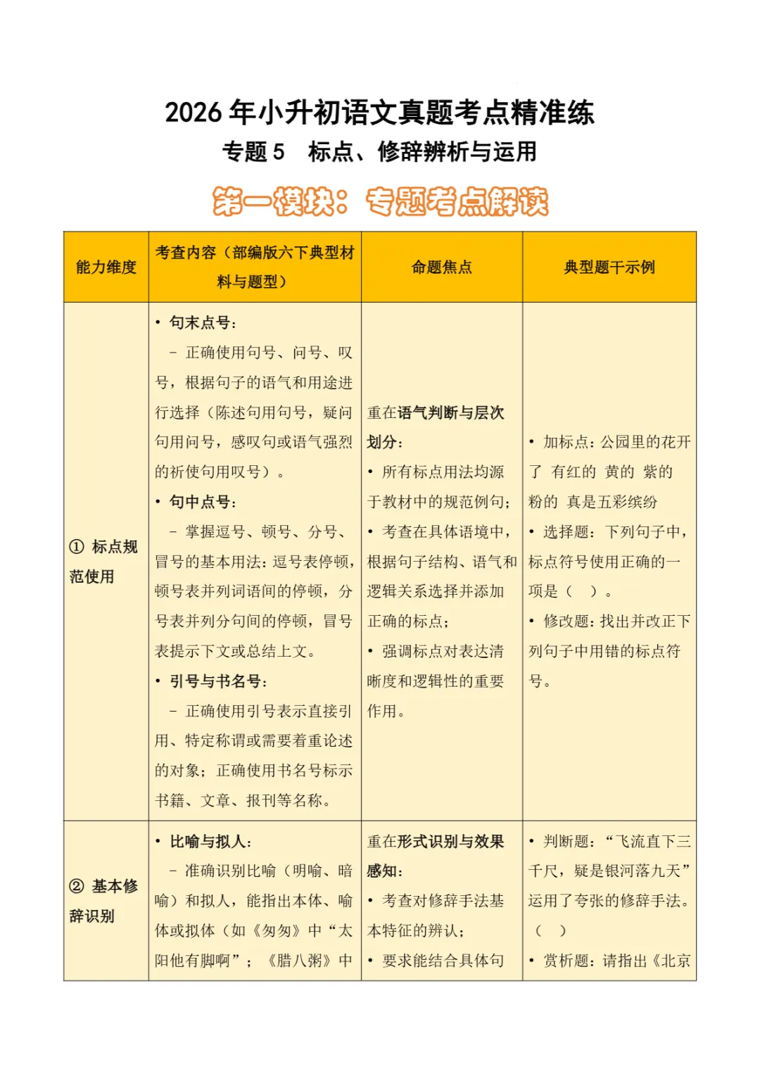 小升初|浙江省2026年小升初语文真题考点精准练试卷(三) 第4张