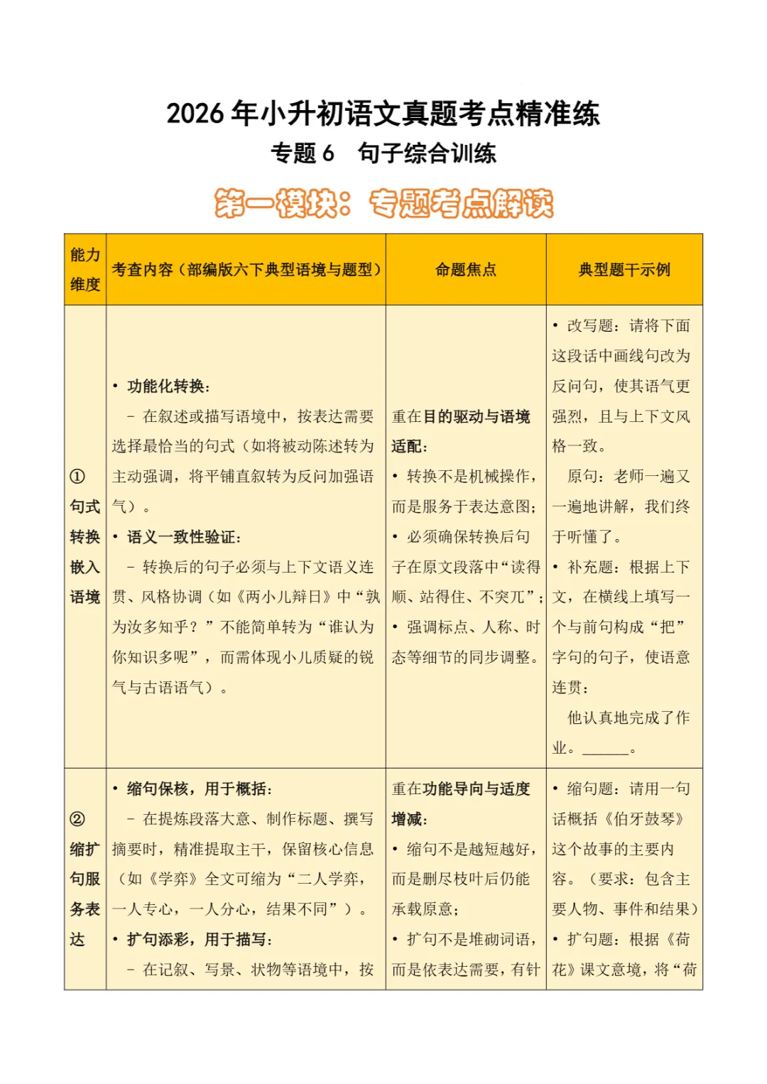 小升初|浙江省2026年小升初语文真题考点精准练试卷(三) 第7张