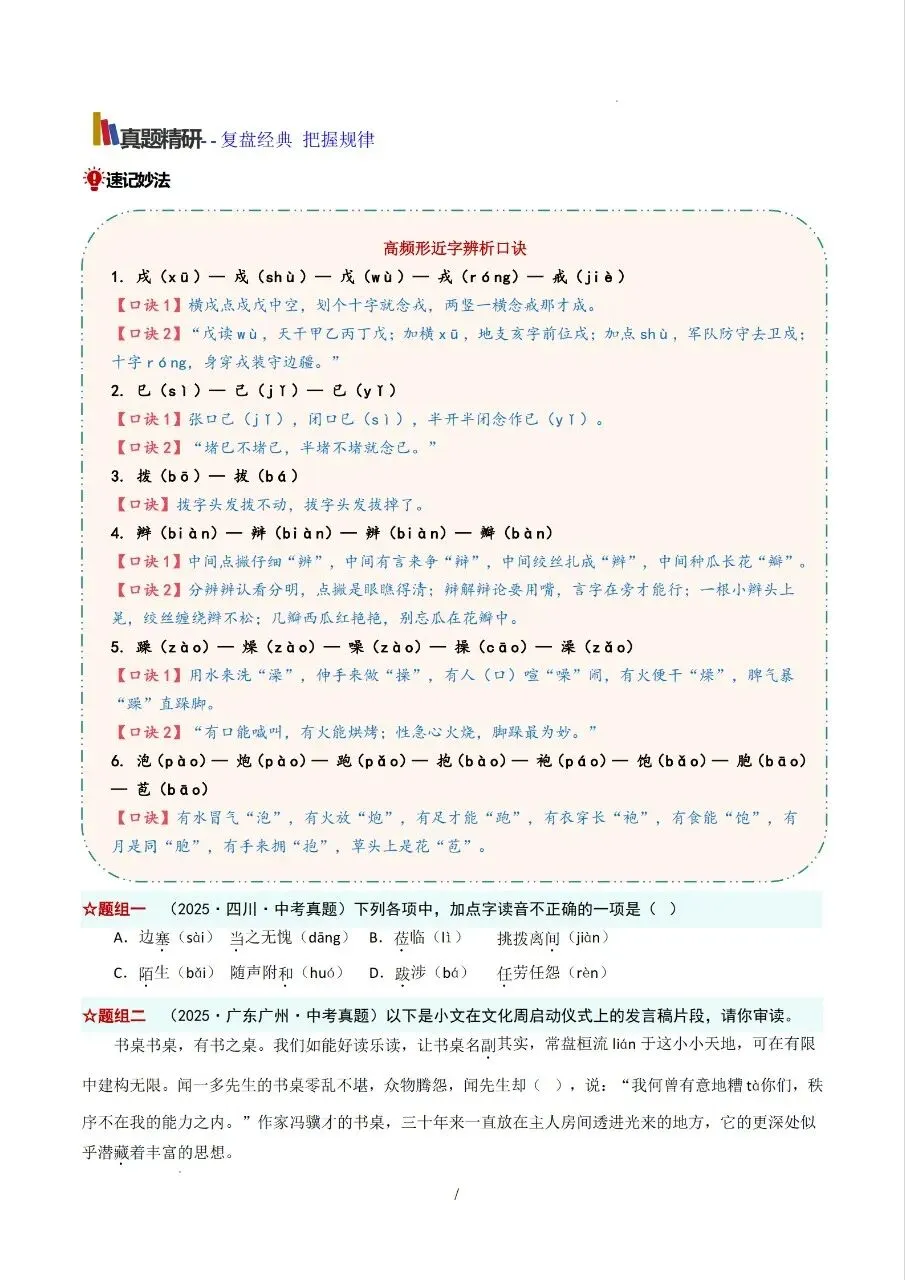 中考语文考前 20 天冲刺讲义 第3张