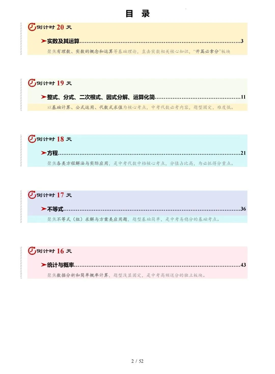 中考数学 考前 20 天冲刺讲义 第1张