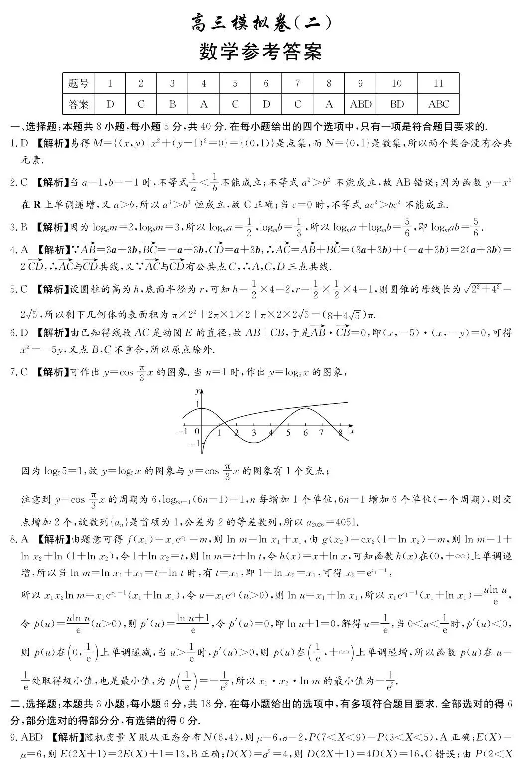 湖南师大附中2026届高三模拟考试(二)数学试卷及答案 第8张