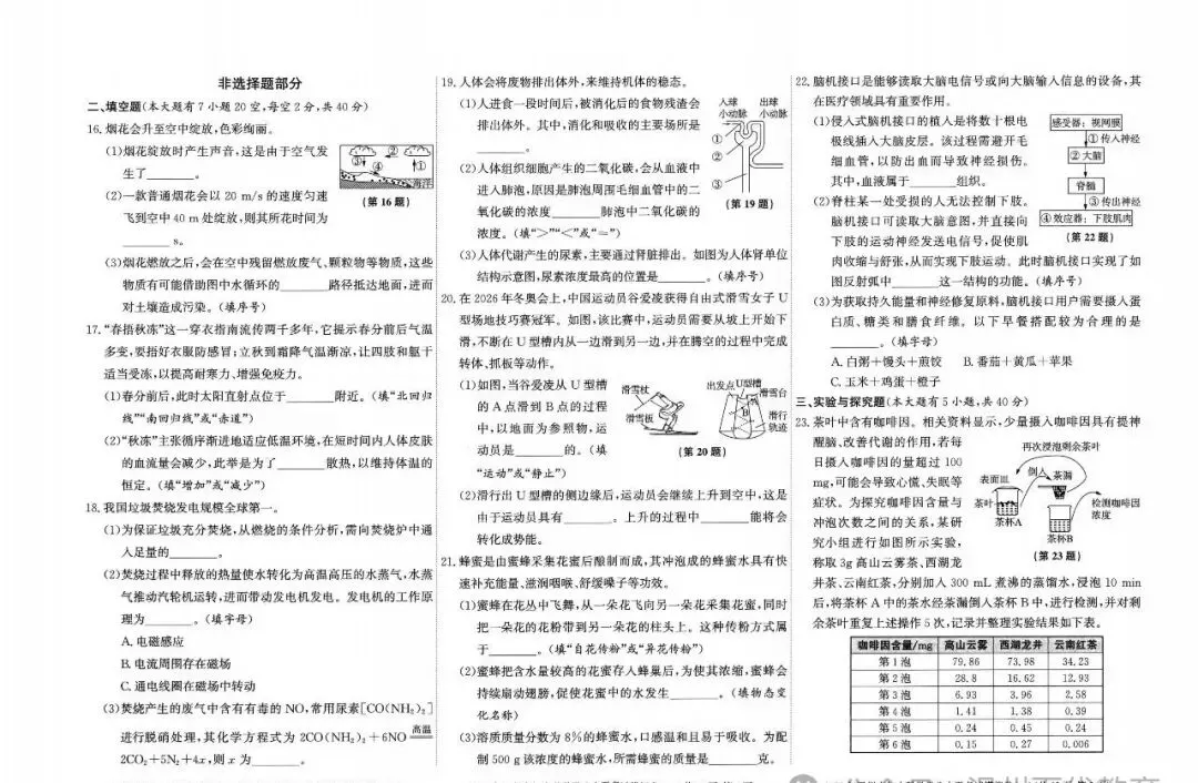 【中考模拟】2026温州科学模拟卷一(附答案) 第3张