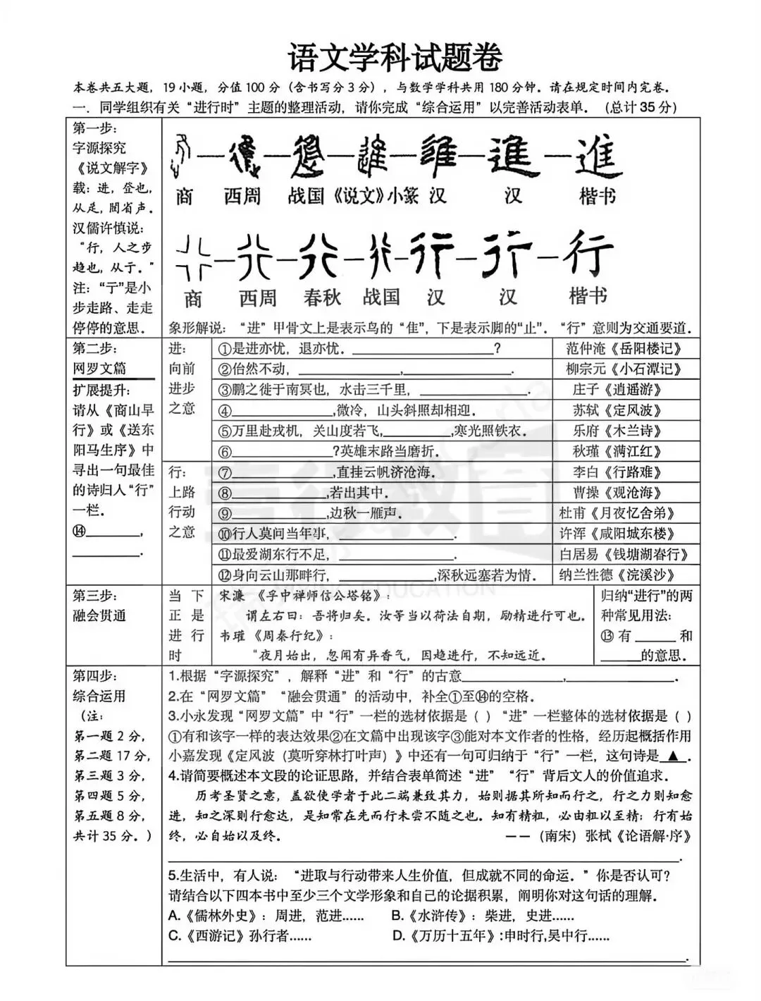 提前招|25年温州重点高中自主招生语文试卷 第2张