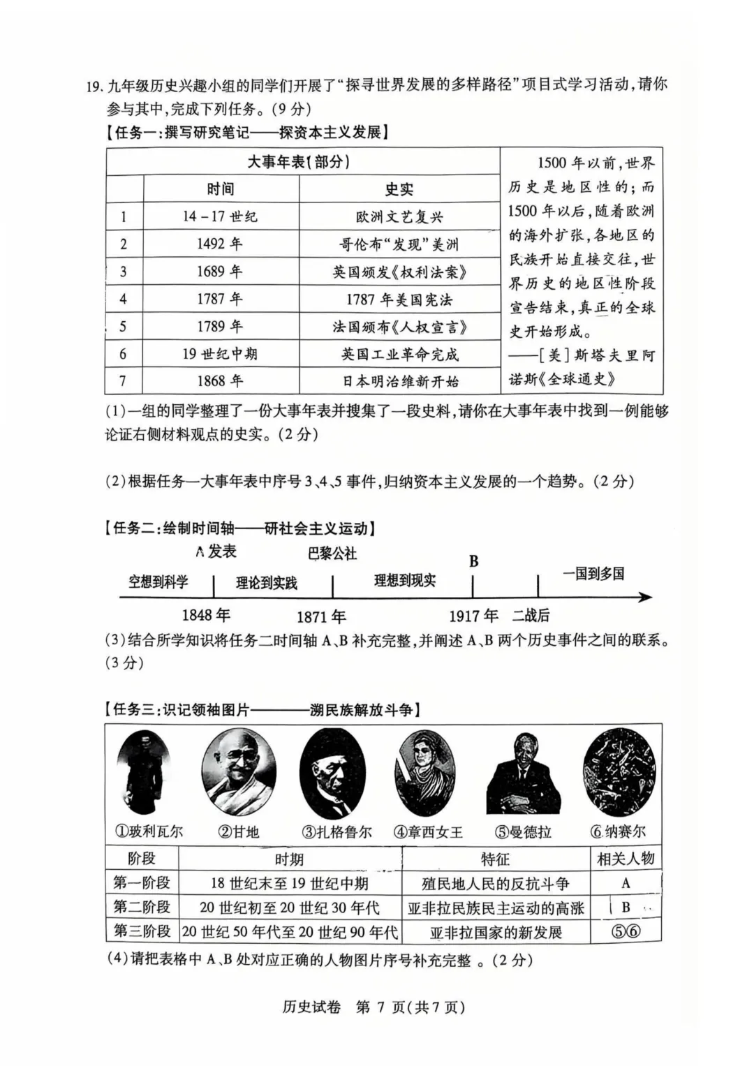 南岗区九年级中考一模试卷+答案【2025-2026】【历史】【高清电子版】 第8张 南岗区九年级中考一模试卷+答案【2025-2026】【历史】【高清电子版】 第8张