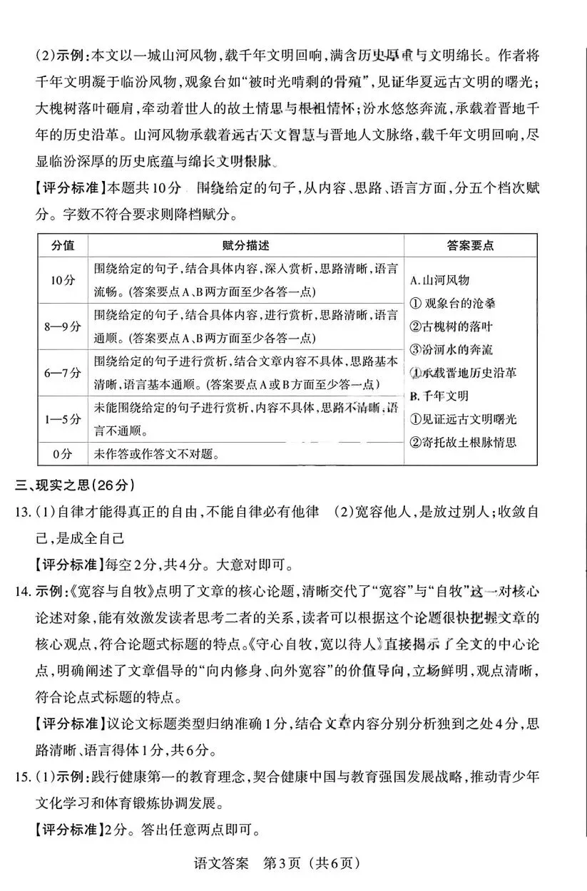 2026山西中考语文模拟(四) 第9张
