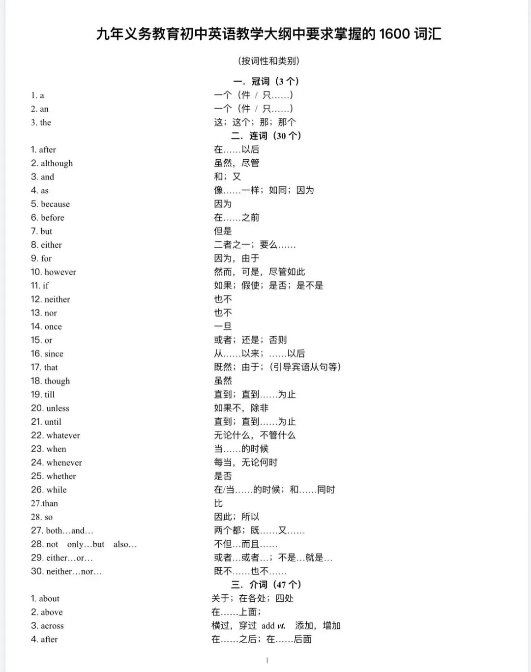 26年中考《初中英语1600词汇详解+分类表》word电子版,可免费下载打印 第5张