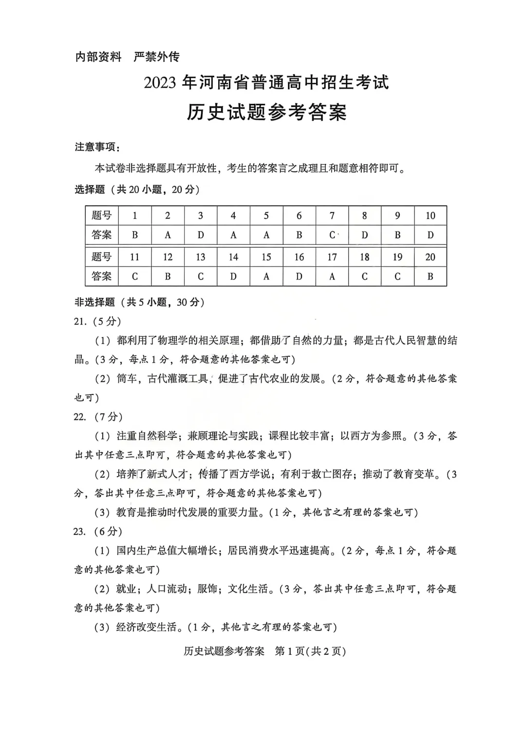 河南省连续5年中招真题汇总(2021年-2022年-2023年-2024年-2025年)历史试卷及答案,文末高清下载 第23张