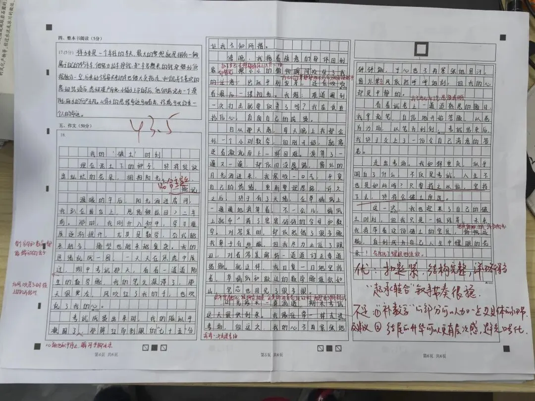 26年中考一模作文《我的“破土”时刻》批改记录和范文 第12张