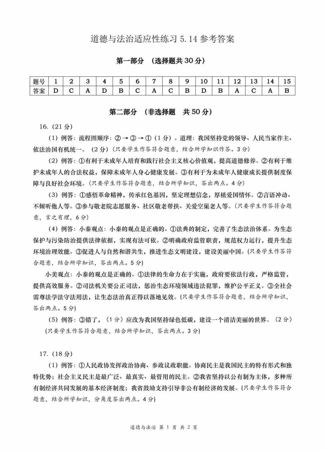 西安某高新一中2026届五模道法试卷 第11张