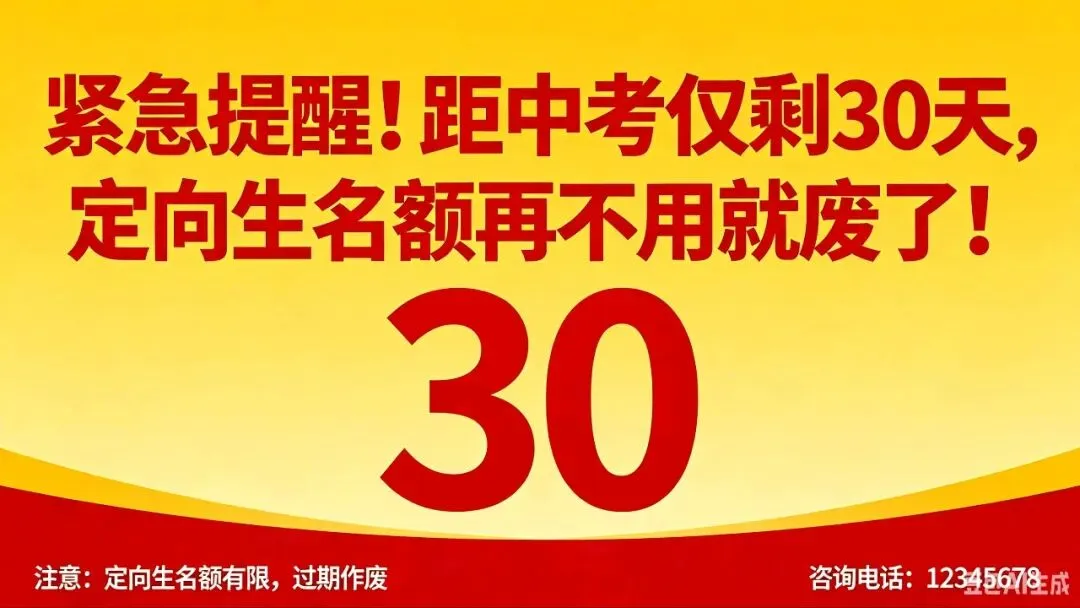 紧急提醒!距中考仅剩30天,定向生名额再不用就废了! 第1张