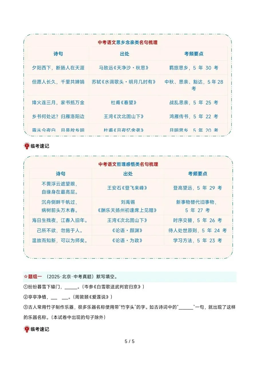 2026年最新版中考语文考前20天终极攻略,有完整电子版可打印,学霸学习好帮手,建议家长打印,学霸人手一份! 第7张