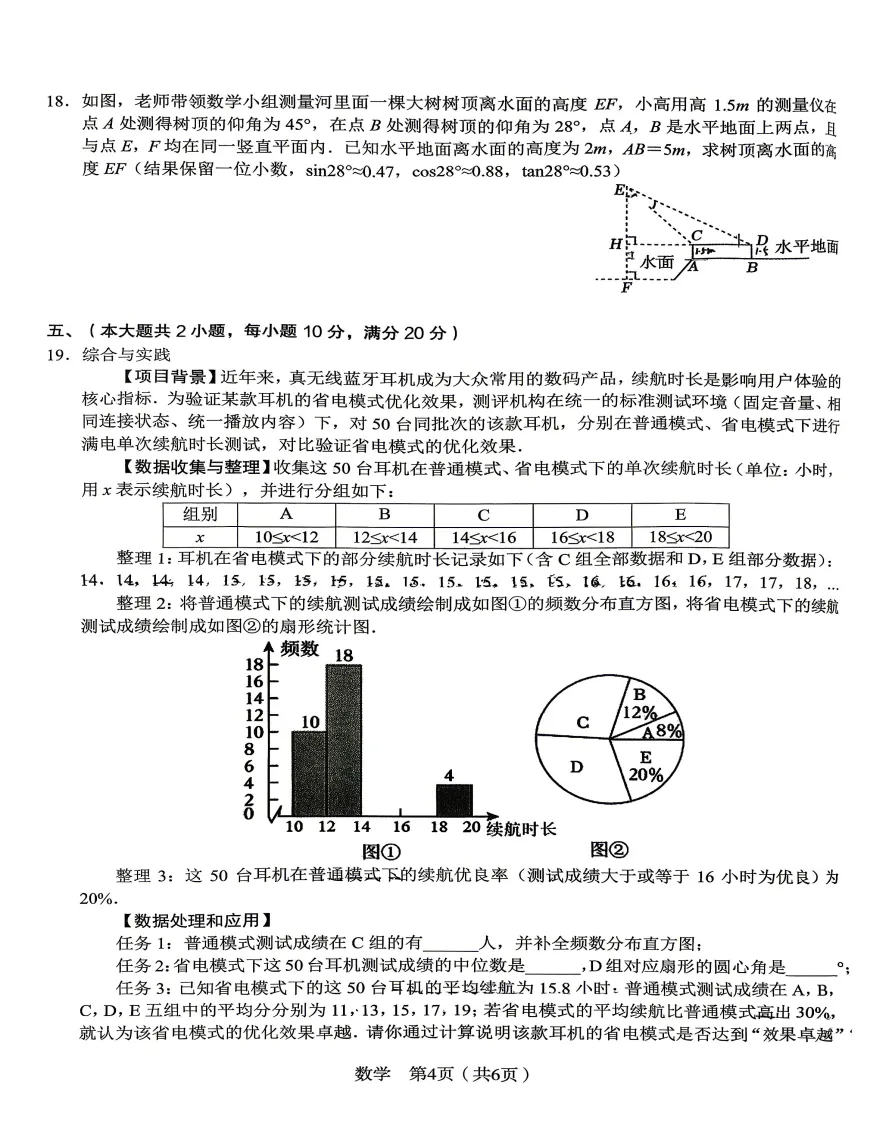 安徽省C20教育联盟2026年中考最后一卷(四模)数学试题答题卡答案,附高清pdf电子版供下载 第4张