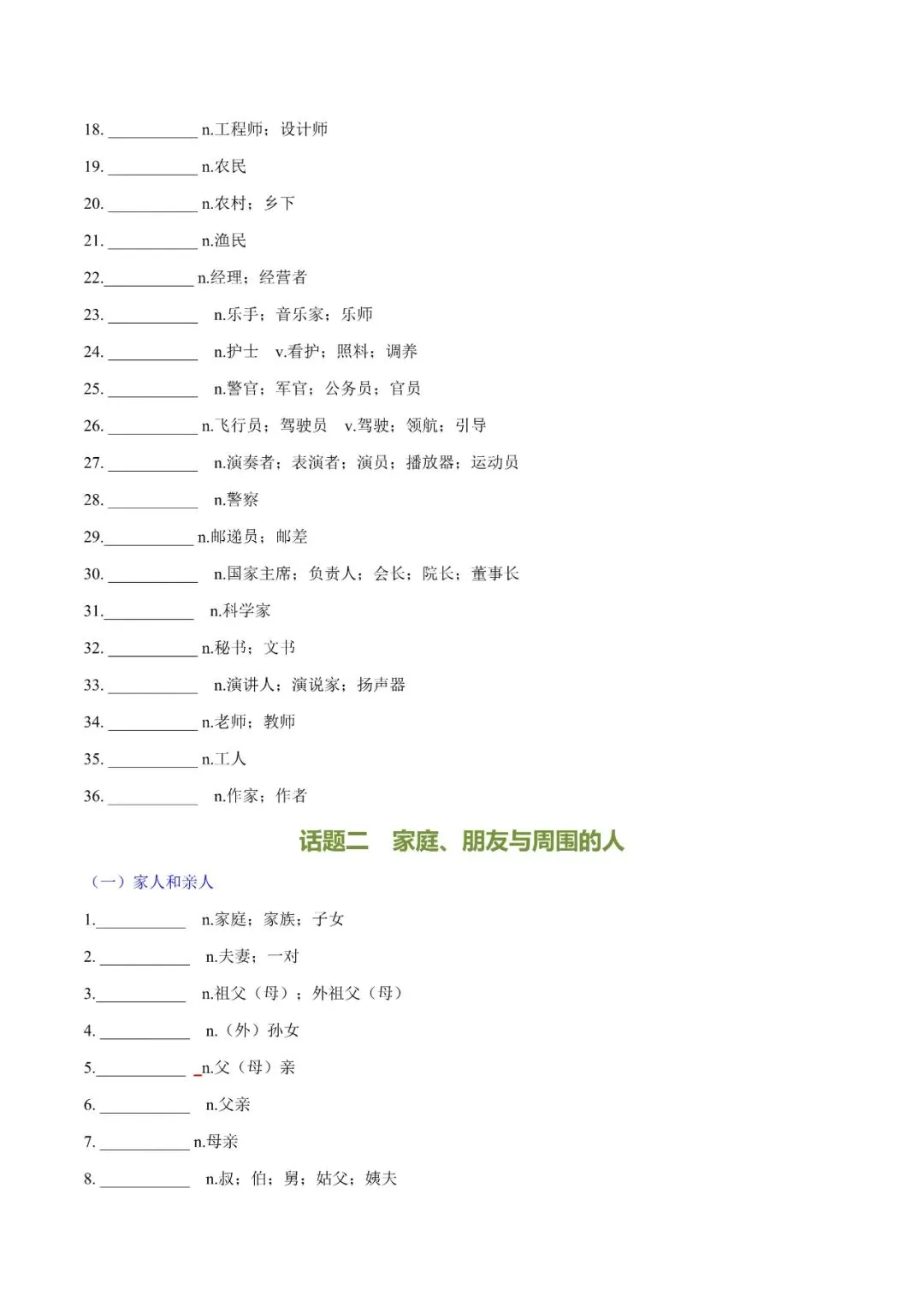 中考英语新课标必背热点话题词汇,含默写版和记背版! 第19张