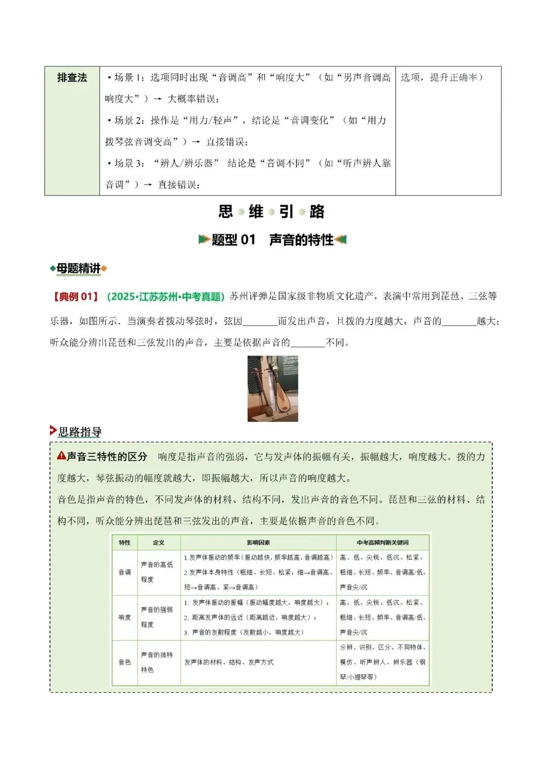 〔2026中考专项〕物理专题・重难点专项01 声学(知识·方法·能力清单)(原卷版),电子版可下载 第8张