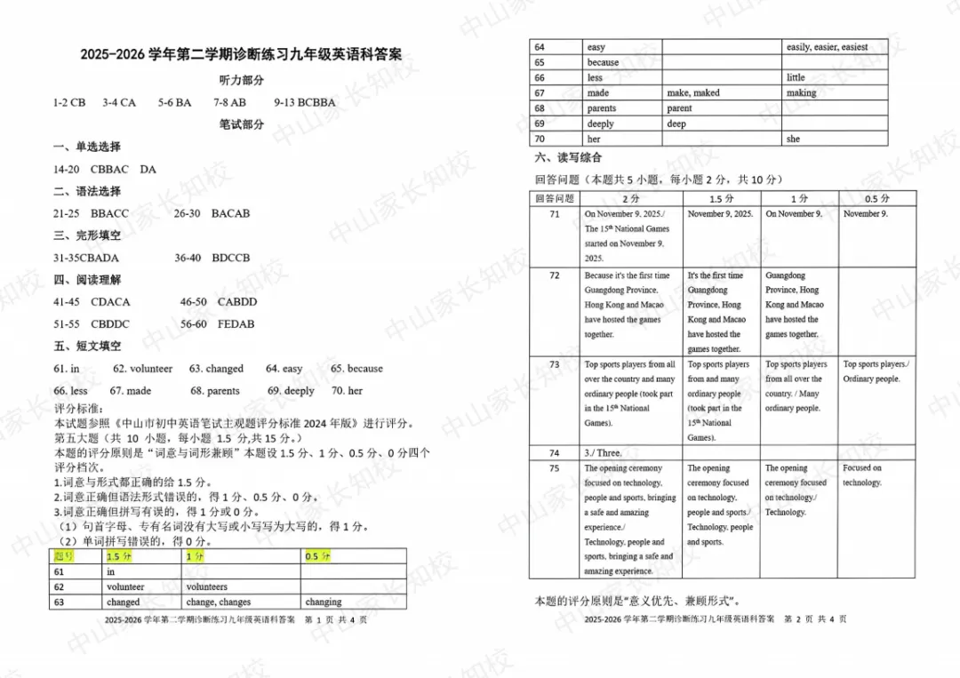2026纪中集团二模试卷+答案(含二模定位) 第8张