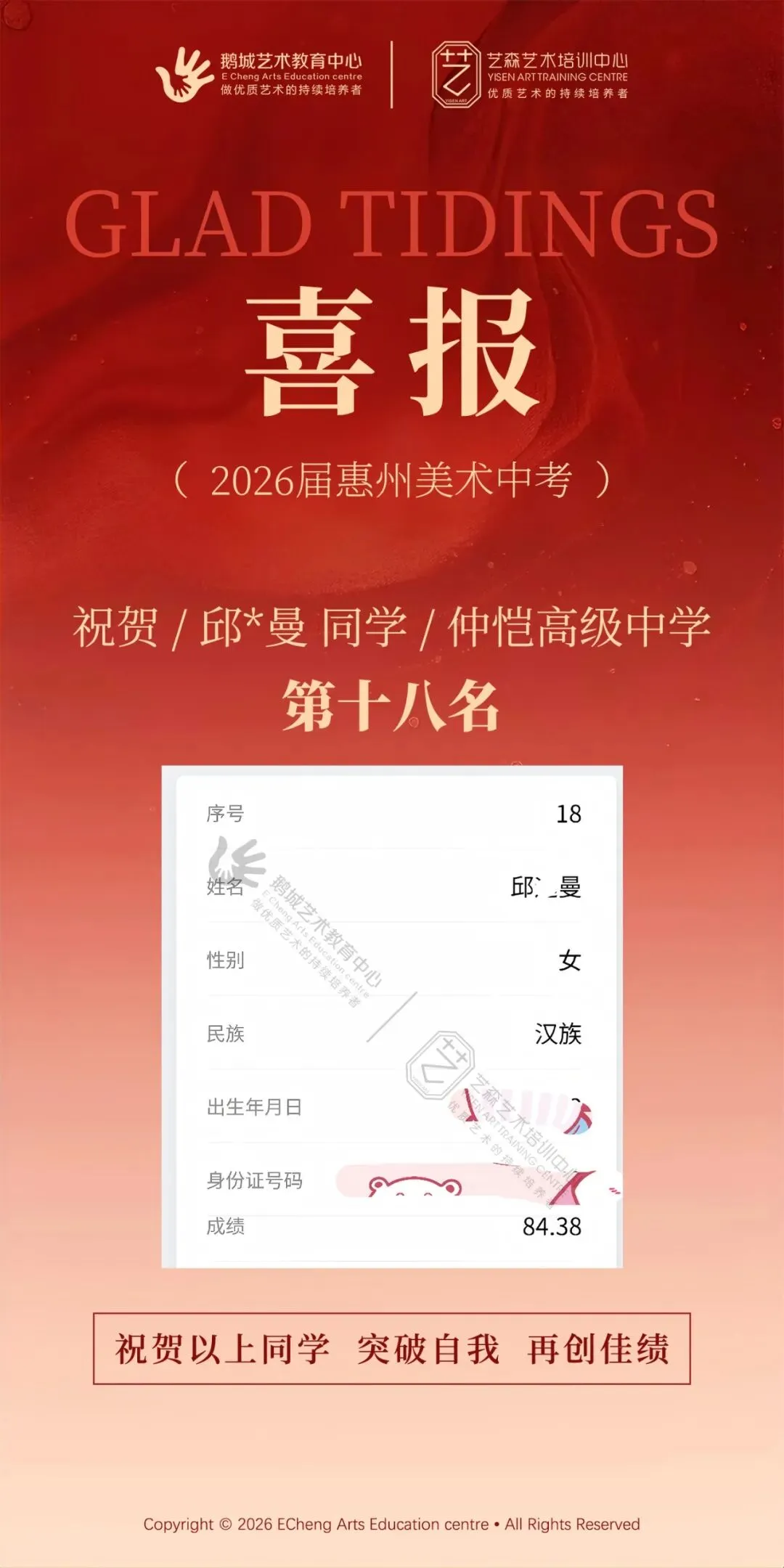 喜报|2026美术中考美术入围成绩出炉,祝贺鹅城艺森学子取得优异成绩! 第8张