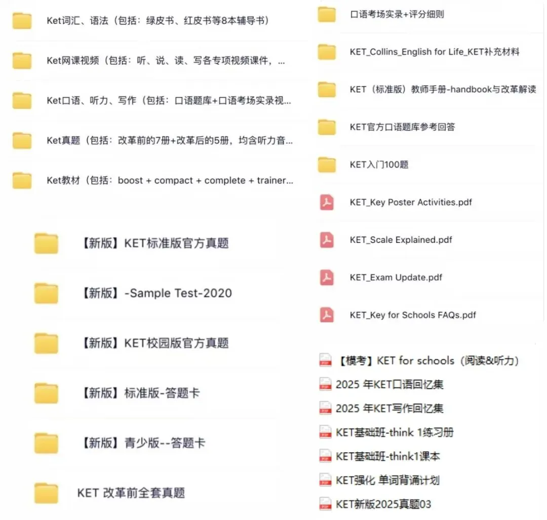 KET真题资料大全:口语/阅读/写作/模拟卷,限时分享高清pdf 第1张