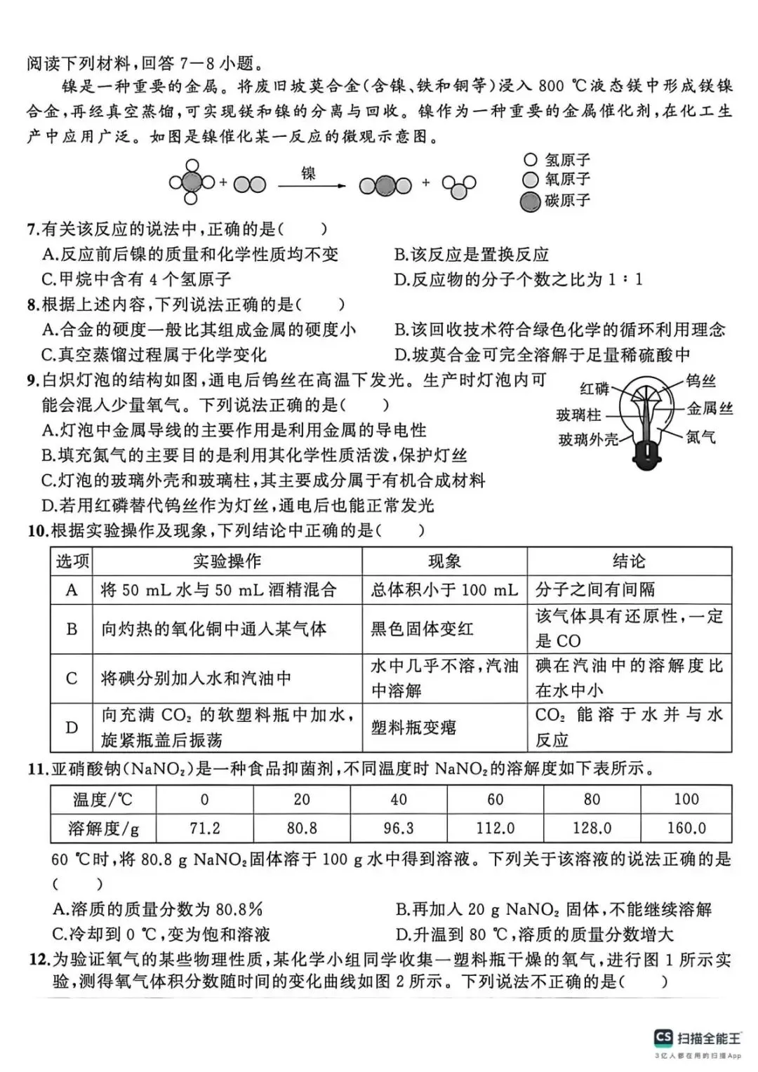 2026年中考模拟考试化学试题32 第2张