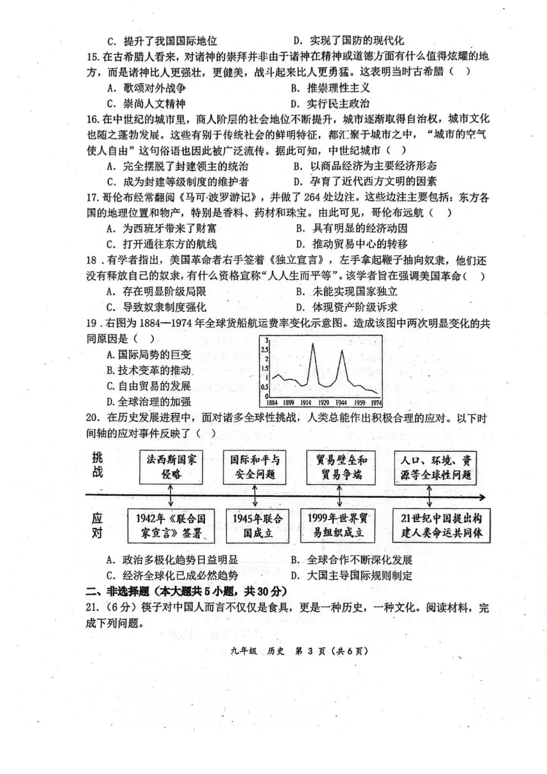 2026年省实验二模历史试卷及答案-第3张图片-四季读书网