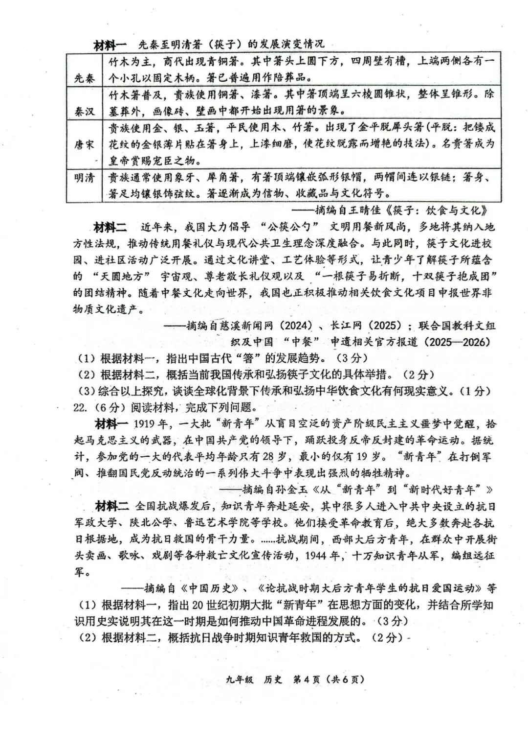 2026年省实验二模历史试卷及答案-第4张图片-四季读书网