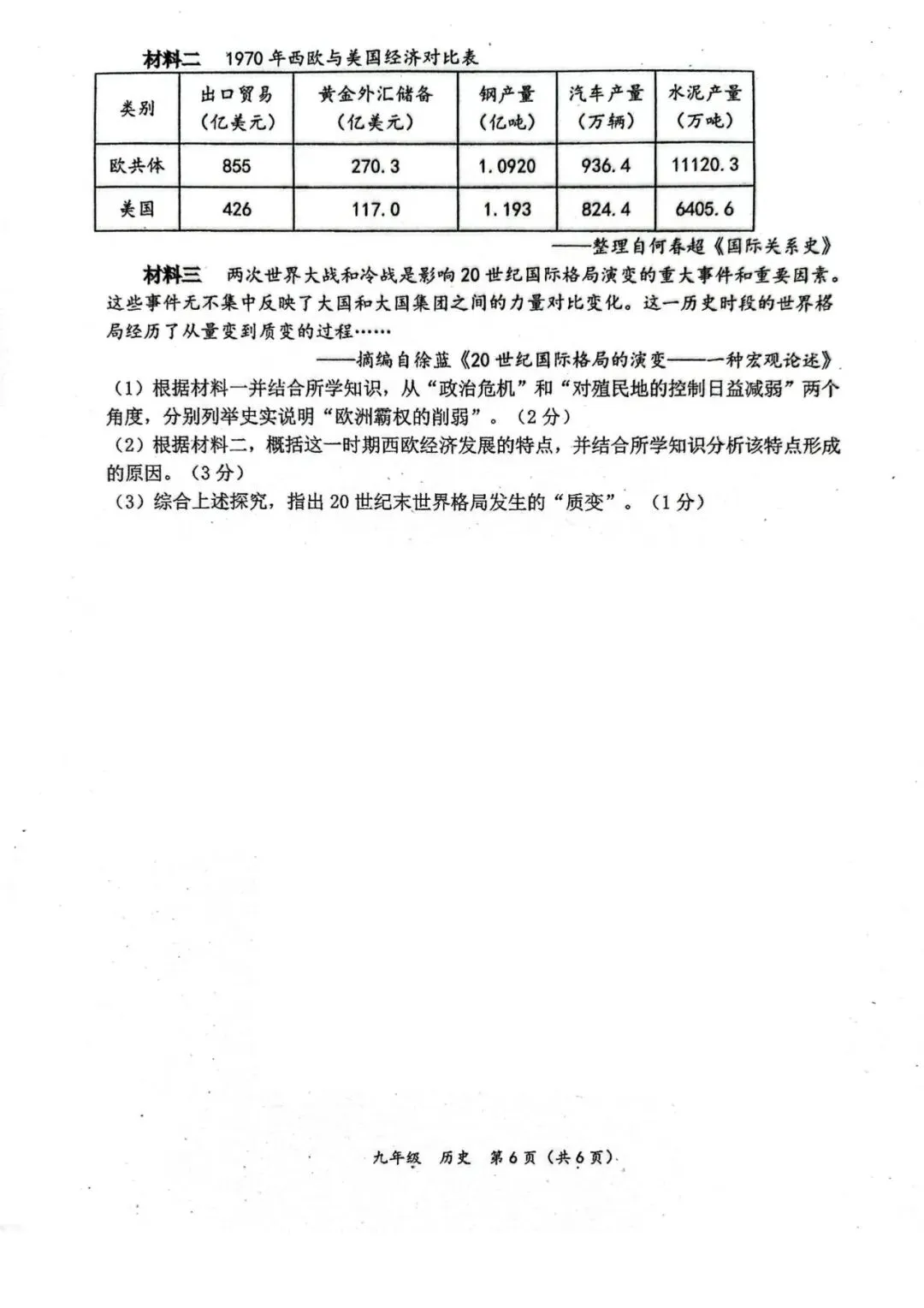 2026年省实验二模历史试卷及答案-第6张图片-四季读书网